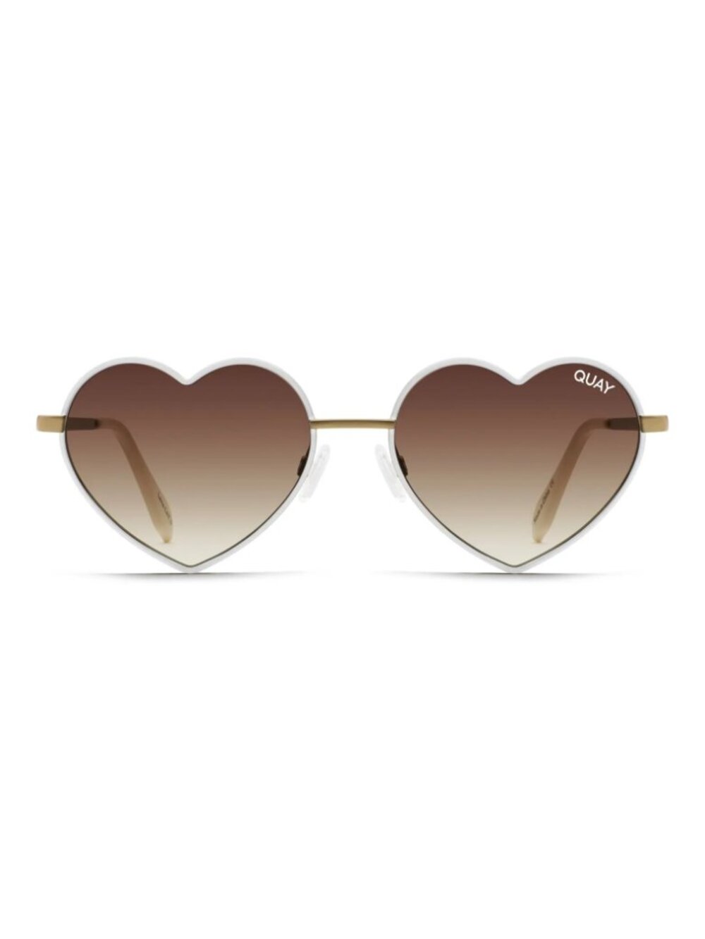 Quay Australia Heartbreaker Sunglasses White Frame / Brown Lens - NWT - Picture 2 of 3